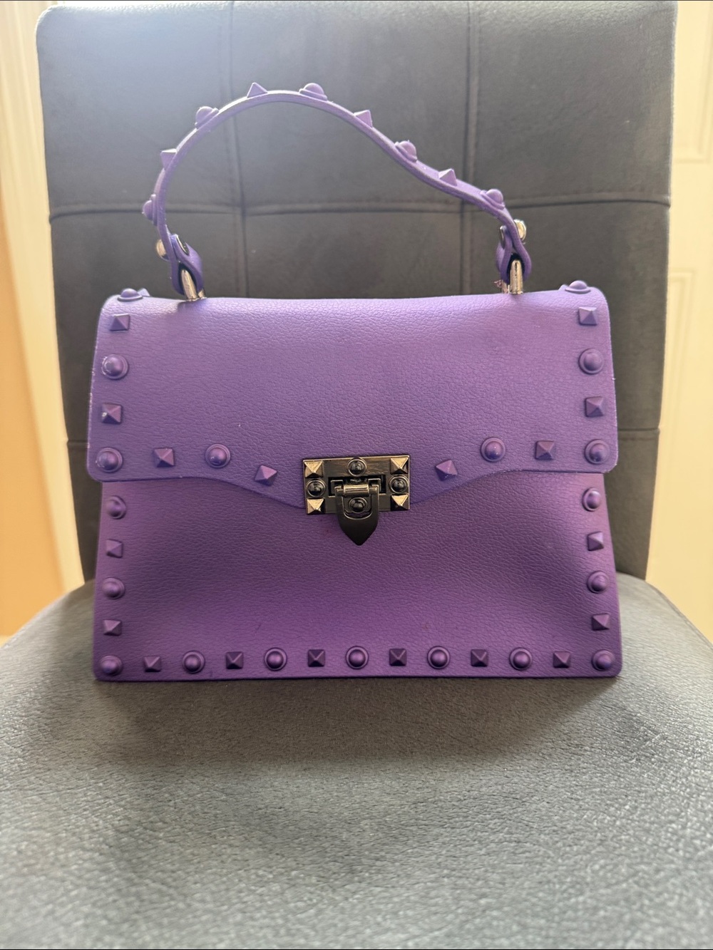 Rich Purple Studded Top-Handle Women's Bag